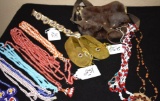 Grouping of Native American Beaded Strands, Baby Mocs, Possibles Bag..