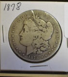 1878 U. S. Morgan Silver Dollar, Circulated and well Worn