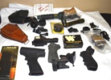 Large Grouping of Gun Parts and Accessories Some AR Parts, speed loader, Sling Swivels,etc