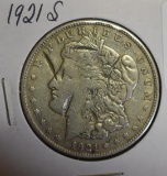 1921-S U S Morgan Silver Dollar, Circ with deep cuts or bag marks on face