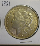 1921 U.S. Morgan Silver Dollar; Great Details, grey color from storing