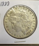 1888 U S Morgan Silver Dollar, grey color, Circulated showing wear