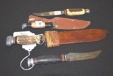 Knives: Germany w/Grooved Blade Bowie Knife, Similar Style Fixed Blades & One KBar, Rusty Blades