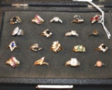 18 Nice costume jewelry rings with multi color stones; nice dealer lot
