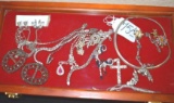 Large Grouping of Mixed Rhinestone and Costume Jewelry, MAny Pieces of Sterling