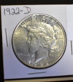 1922-D , U. S. Silver Peace Dollar, Nice Clear Face