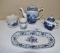 Johnson Bros Old British Castle Coffee Pot and Misc. Blue and White