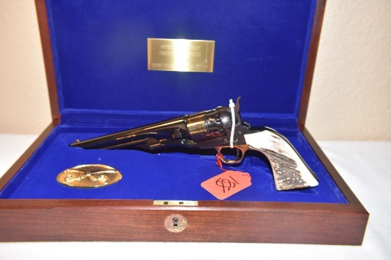 Official U S Cavalry Pistol exact replica of 1860 Army Colt Revolver, Stag Grips