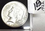 1922 U S Peace Silver Dollar, Nice shine, possibly scratched across face