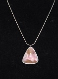 Hand Mined and Crafted Pink Ice Cream Opal from Idaho, set in silver pendant with 925 Sterling Chain