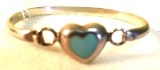 Sterling Bracelet with Turquoise Heart, Marked Mexico 925