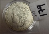 Super Key Date 1878 U S Morgan Silver Dollar with 7 Tail Feathers, 23rd reverse