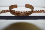 Solid Copper Heavy Link Chain Bracelet and Lt Weight Cuff Bracelet