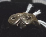Antique Ladies Ring double hearts with diamond center Marked 10K