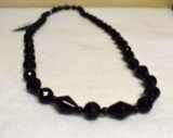 Heavy Faceted Glass Bead Necklace apx 42 in around