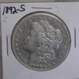 1892- S U S Morgan Silver Dollar, Showing wear