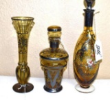 Handmade Amber Artglass Vases and Decanters