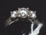 Ladies Sterling Ring with Clear Stones Marked 925