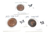 1835 Large Cent, 1936 Half Penny, Austraia and 1891 Large Cent, Canada