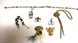 Bolo Tie and Misc Beadwork Items, Hatband and key chain
