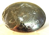 Hand Crafted Mexican Silver, Oval Belt Buckle 4 in wide