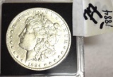 1884 U S Morgan Silver Dollar, good eye appeal, great detail