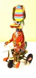 Vintage Duck Riding Bike, Wind up Toy, Tine, complete with Key, working