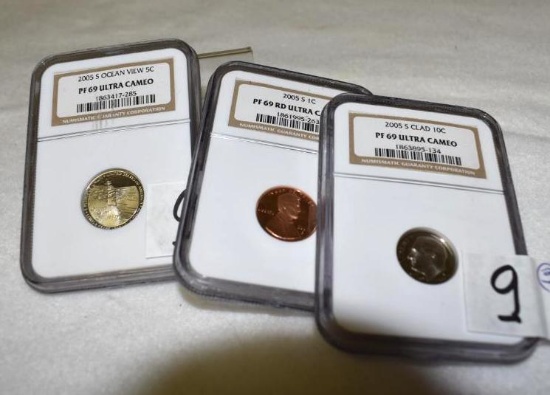 NGC Certified 2005-S PR69 Ultra Cameo 3 slabs