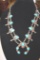 Gorgeous Old Pawn Navajo Squash Blossom Necklace with Turquoise and coral