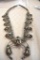 Vintage Native American Navajo Squash Blossom Necklace with Turquoise and Coral