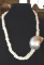 Mother of Pearl Shell pendant on chips of stone chain 25 inches