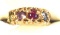 Ladies Gold Ring in nugget style setting, Multiple colored Stones