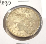 1890 US Morgan Silver Dollar, Lots of Good Details, Scratch on cheek