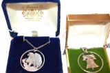 Two Pendants made from Silver US Coins Liberty Bell and Eagle