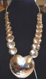 Large Heart Shape silver Squash Blossom necklace with Flat Double sided Beads