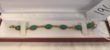 14K Gold Bracelet with green Sky Gazer Star, Green Color 7 in