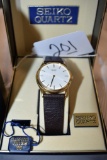 Vintage Seiko Quartz Watch with Lizard Band NIB with papers
