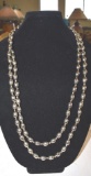 Apx 60 Inch Silver round Bead Necklace, Unmarked
