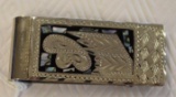 Vintage Abalone inlay Silver Money clip