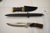 Three Misc Knives, Dagger, Cold Steel Plastic Practice Knife and fixed blade