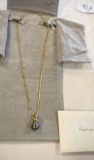 14 K Gold Snake Chain, 24 inches long with simulated South Sea Pearl Pendant Chain weighs apx 8.7gm