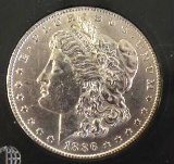 US Morgan Silver Dollar 1886 with Bright mirror shine