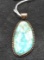 Authentic Native American Made Large Turquoise Pendant with Rope Detailed Edge Signed 925 & A.F.