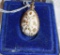 Fabrage style Egg Pendant with Gold Leaf Decoration 1 1/2 inch tall
