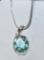 Silver Snake Chain with Faceted Blue Topaz Pendant