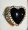 Vintage Ring Heart shaped Stone surrounded by Marcasites, Open Laced High dome setting