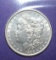 1898 US Morgan Silver Dollar Sealed in Plastic with Collector 3 cent Historical Stamps
