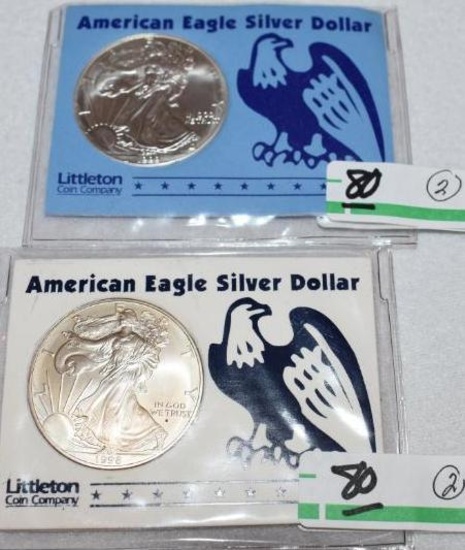 American Eagle Silver Dollars- Uncirculated 1 oz each .999 Fine Silver
