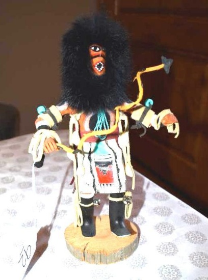 Authentic Hopi Native American "Snake Dancer" Kachina Doll, Sgn by Artist S.V. Young '90 Cottonwood