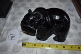 Carved Wooden Bear, Black Forest Bear carrying Fish in Mouth 5.5 in x 3.5 in